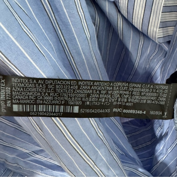 Zara Blue & White Striped Wrap poplin Blouse XS Oversized 100% Cotton ✨ - Picture 4 of 9